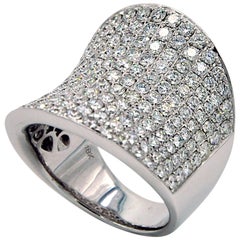 Wide Concave Diamond Ring, Pave Set