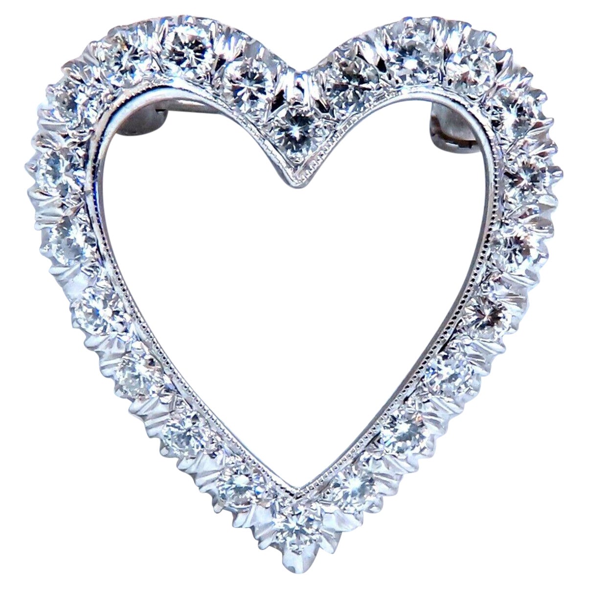 1.06ct Natural Diamonds Heart Pin 14kt Option Pendant For Sale