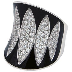 Enamel and Diamonds White Gold Ring