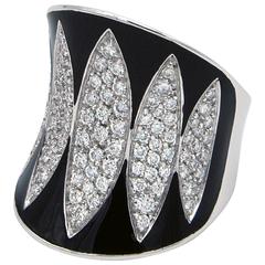 Enamel and Diamonds White Gold Ring 8