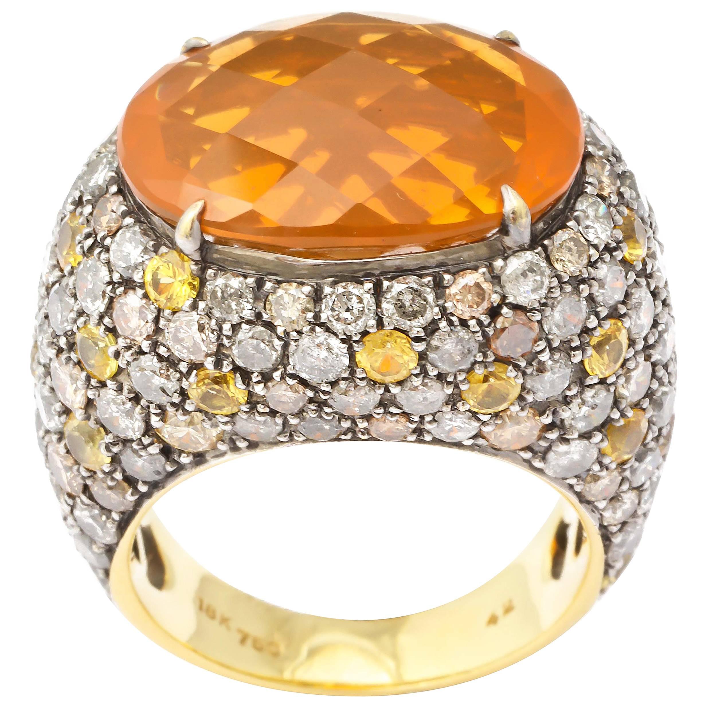  Fire Opal Gold Ring
