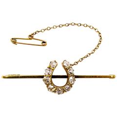Victorian Diamond Gold Horseshoe Pin 8