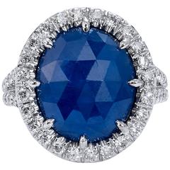 5.59 Carat No Heat Blue Sapphire Diamond Gold Ring 4