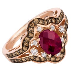 Levian Red Rhodolite and Diamond Ring in 14K Rose Gold