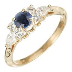 Retro Tiffany & Co .25 Carat Blue Sapphire Diamond Yellow Gold Engagement Ring
