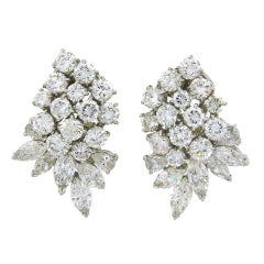 Vintage Cluster Earrings Diamond Platinum