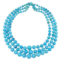 Vintage Turquoise Bead Pearl Necklace