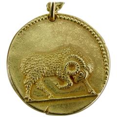 Vintage Van Cleef & Arpels Gold Zodiac Aries Necklace French Circa 1970