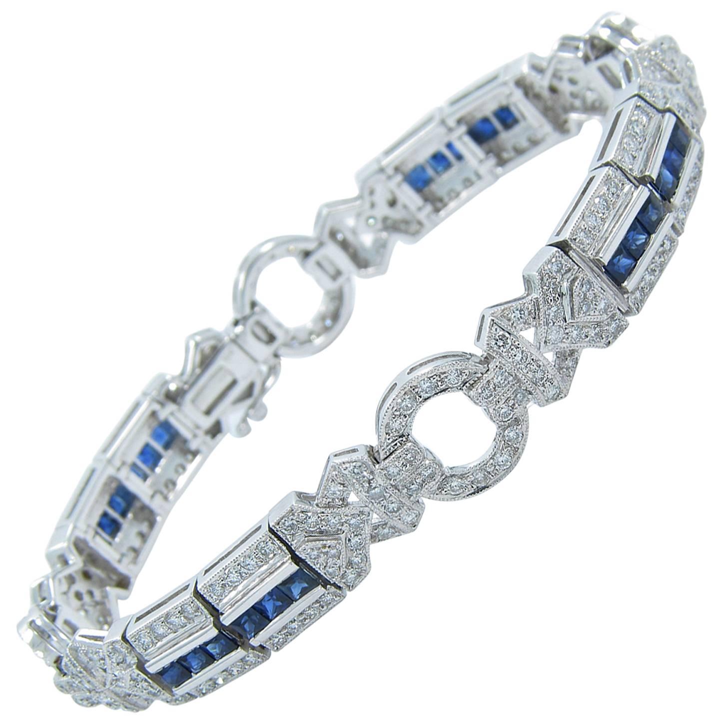 Sapphire Diamond Gold Bracelet  For Sale
