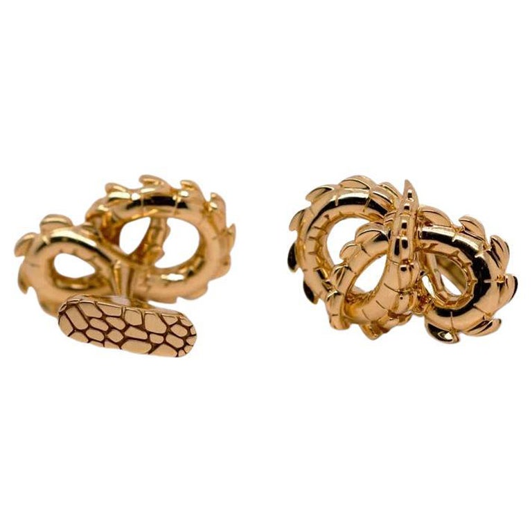 Crocodile Cufflinks in 18ct Rose Gold For Sale