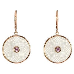 Deakin & Francis White Mother of Pearl Dreamcatcher Earrings with Pink Sapphire