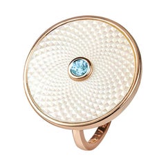 Deakin & Francis Sterling Silver White Mother of Pearl Ring with an Aquamarine