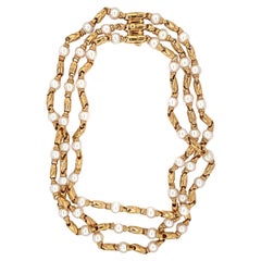 Pearl and 18K Yellow Gold Necklace by Bvlgari, circa 1990s