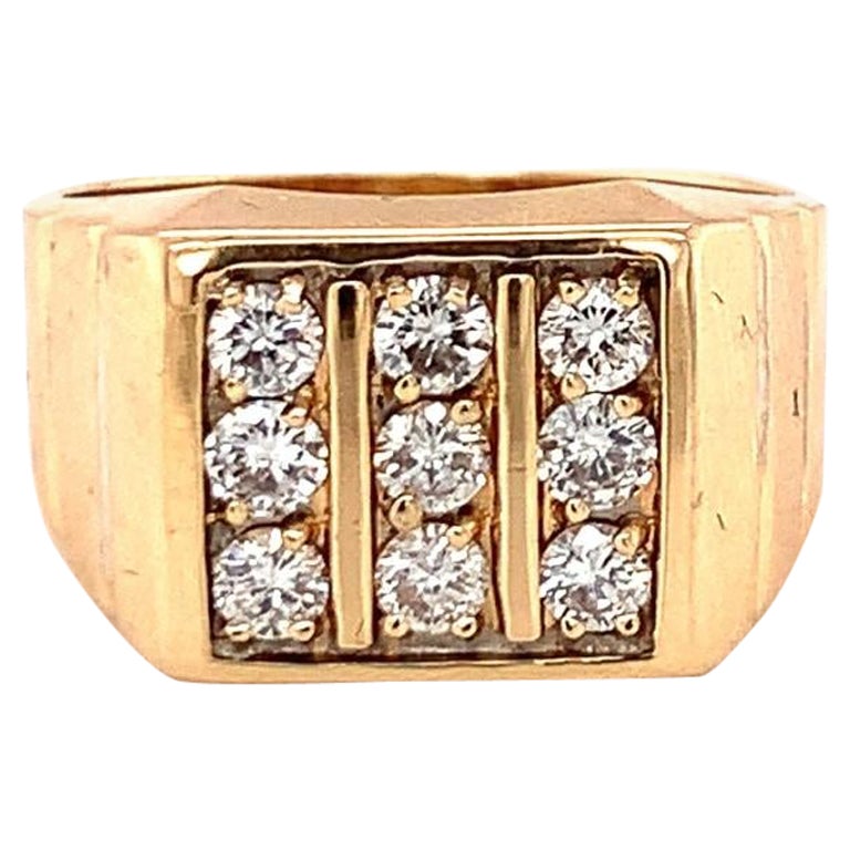 Ring aus 14 Karat Gelbgold mit Diamanten, ca. 1970er Jahre