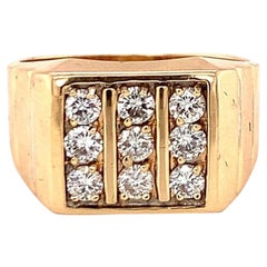 Bague en or jaune 14k avec diamants, circa 1970