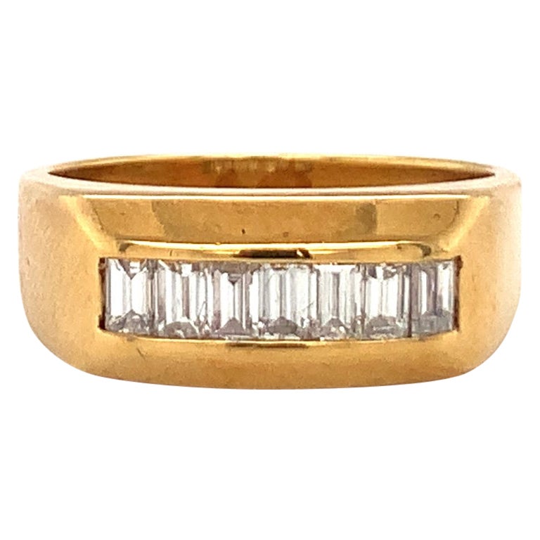 Diamond Band in 18k Yellow Gold, circa 1970s For Sale