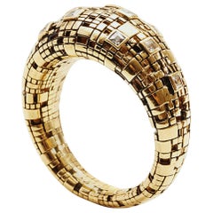 Bitcoin Blockchain Diamond and 18K Gold Slim Dome Ring