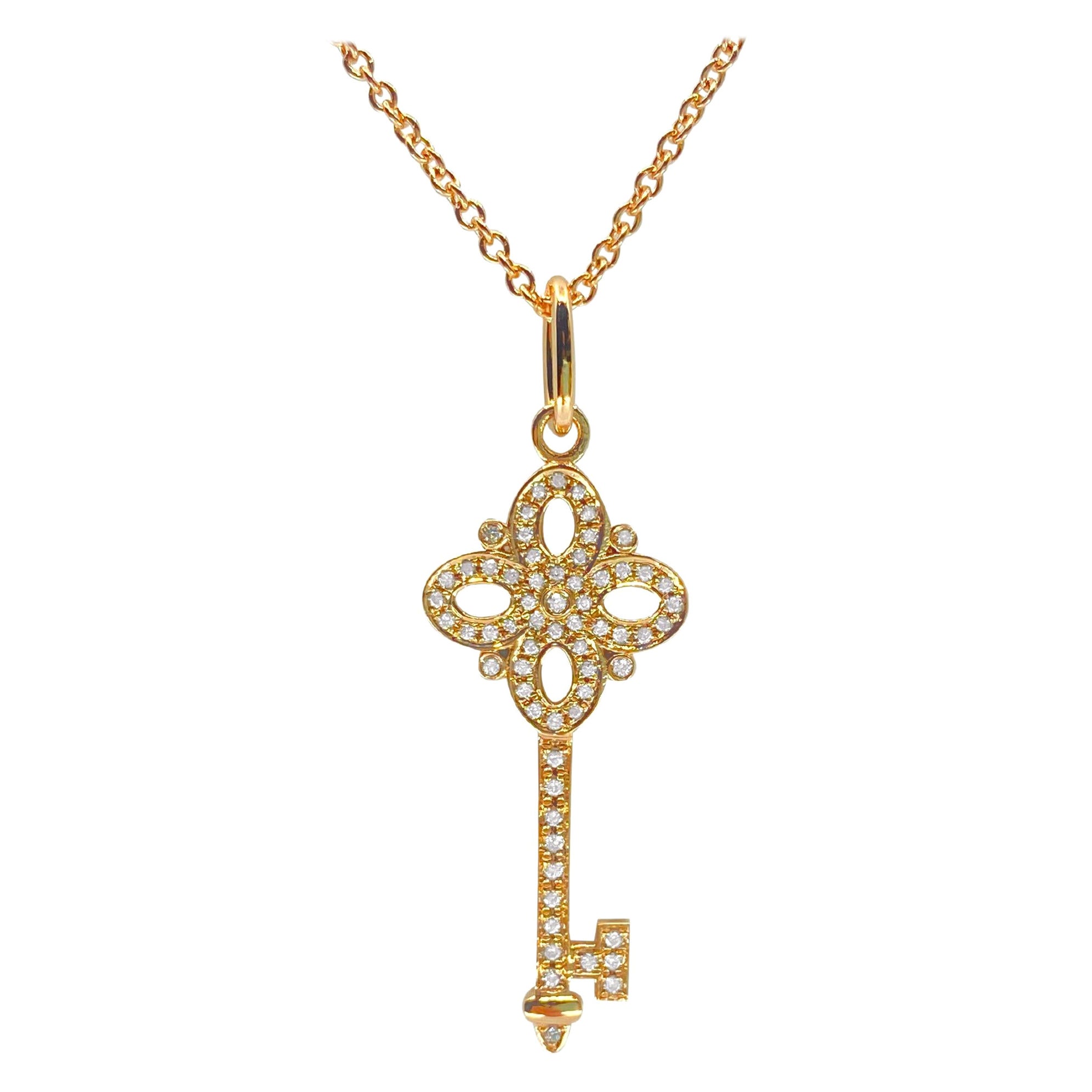 Tiffany & Co. Victoria Key Pendant Necklace 18k Gold
