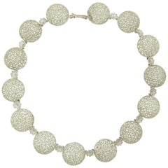 Buccellati Filidoro Silver Openwork Floral Circle Station Necklace