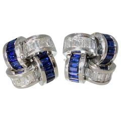 Asprey Sapphire Diamond Platinum Earrings