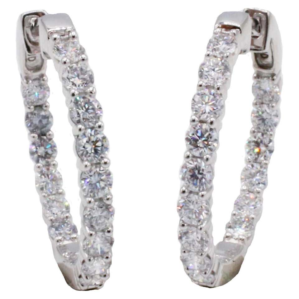 Tiffany and Co. Metro 18 Karat White Gold Diamond Small Hoop Earrings ...