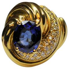 Henry Dunay Custom Sapphire Diamond Gold Ring