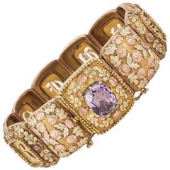 Late 18th Century Amethyst Two Colour Gold Souvenir Bracelet