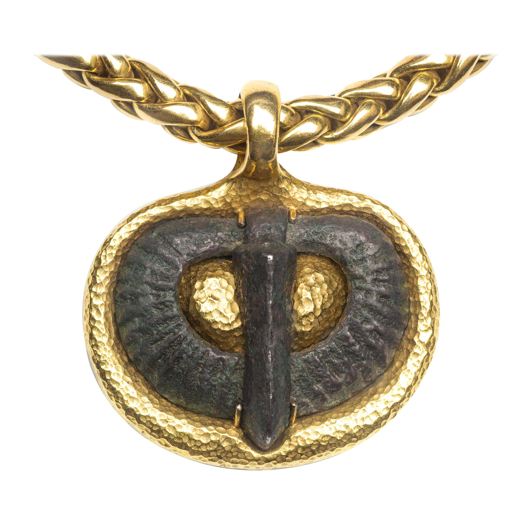 Elizabeth Gage Hammered Pendant, Necklace For Sale