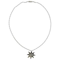 Buccellati Diamond Silver Gold Star Pendant Necklace 9