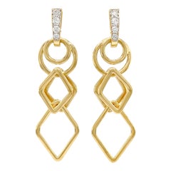 Boucles d'oreilles en goutte géométriques en or et diamants