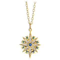 Pendentif diadème Syna avec saphirs bleus et diamants