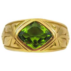 Antique Peridot Gold Arts and Crafts Ring