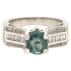 Natural GIA Certified 1.55 Ct Brazillian Alexandrite & Diamond Vintage Ring