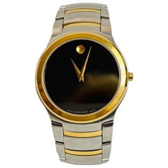 Movado 81 G1 1851 18k Gold/Steel Black Dial Swiss Quartz Wrist Watch