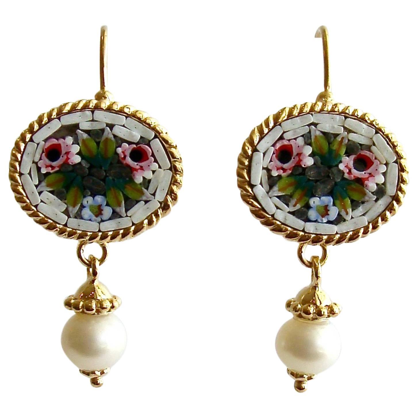 Floral Micro Mosaic Luciana Earrings  For Sale