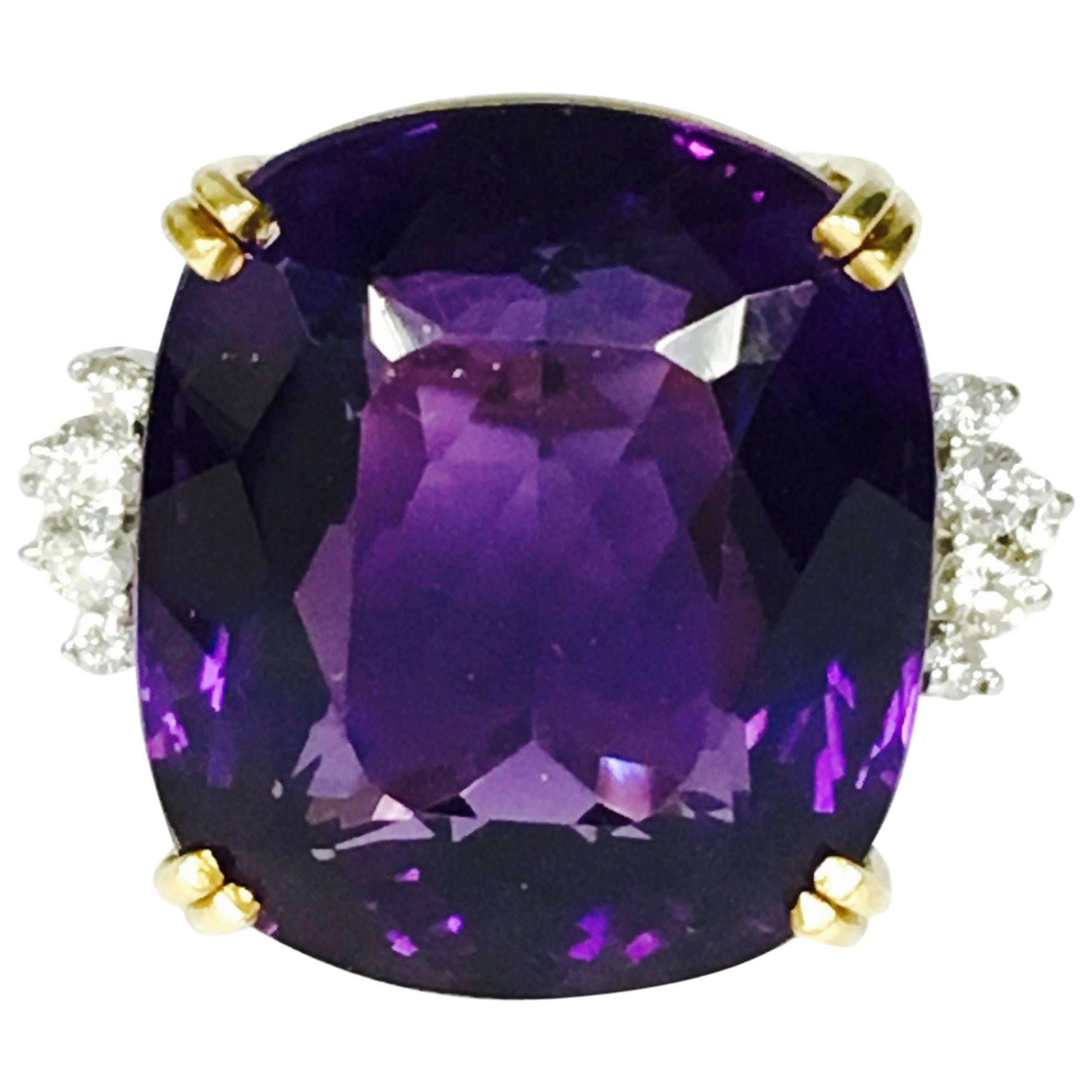 1970er Jahre H.Stern 20 Karat Amethyst-Diamant-Gold-Platin-Ring