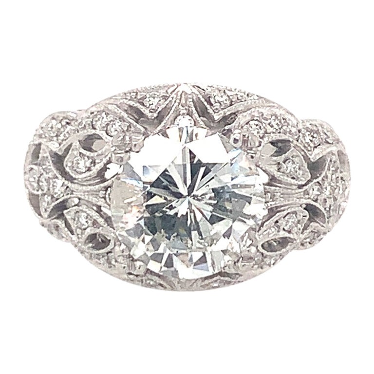 3.00 Carat Diamond Engagement Platinum Ring For Sale