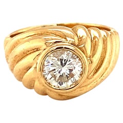 Diamant-Solitär-Ring aus 18 Karat Gelbgold, ca. 1980er Jahre