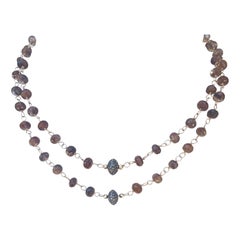 Double Strand Red Rutilated Quartz with Pave Diamonds Accents Necklace