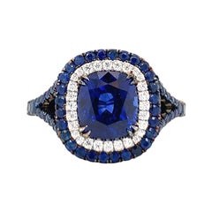 Sapphire and Diamond Platinum Ring by Omi