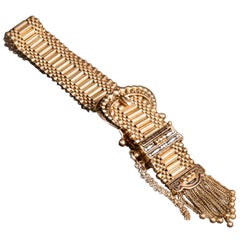 Ladies Yellow Gold Enamel Bracelet Wristwatch