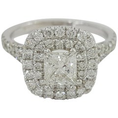 Princess Brilliant Cut Diamond Double Halo Engagement Ring