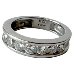 Platinum Semi Eternity Channel Set Diamond Engagement Anniversary Band Ring