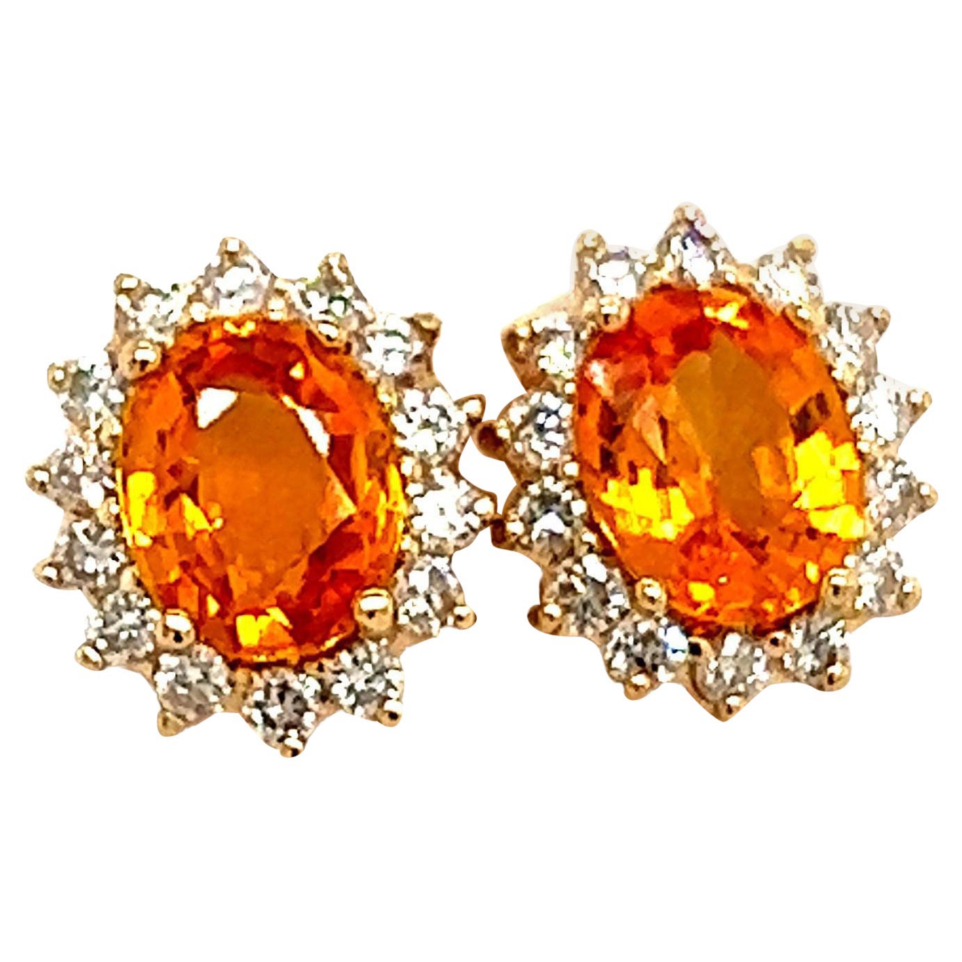 Natural Sapphire Diamond Stud Earrings 14k Gold 3.5 TCW Certified