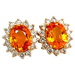 Natürlicher Saphir-Diamant-Ohrstecker 14k Gold 3,5 TCW zertifiziert