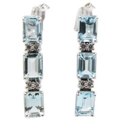 22.0 Aquamarine Diamond White Gold Earrings