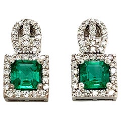 Natural Emerald Diamond Stud Earrings 14k Gold 2.84 TCW Certified