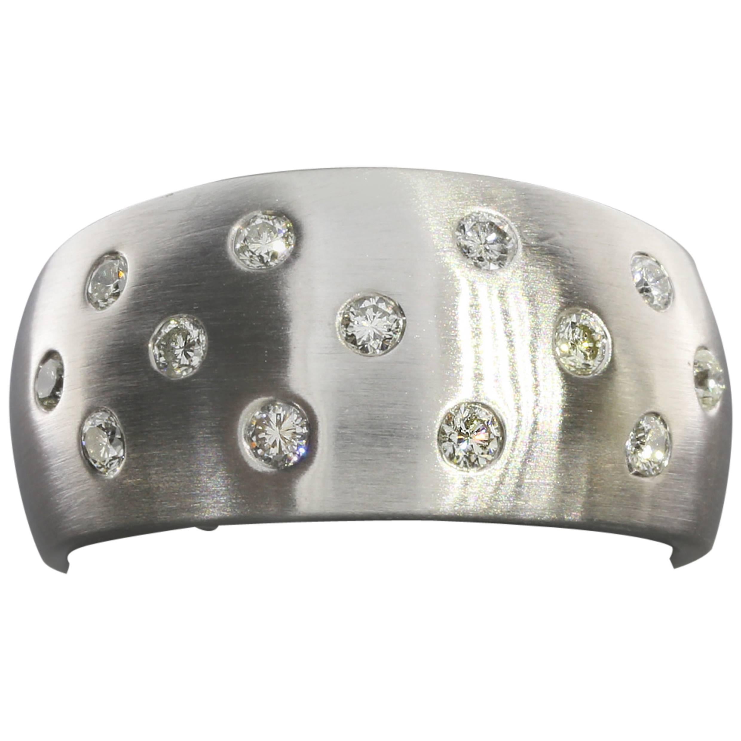 Diamond Flush Set Gold Tapered Wedding Band Ring