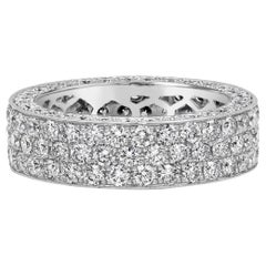 Roman Malakov 4.03 Carats Total Three Row Round Cut Diamond Wedding Band Ring