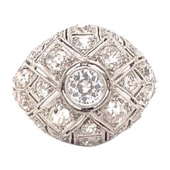 Art Deco Diamond Bombe Platinum Ring, circa 1920s